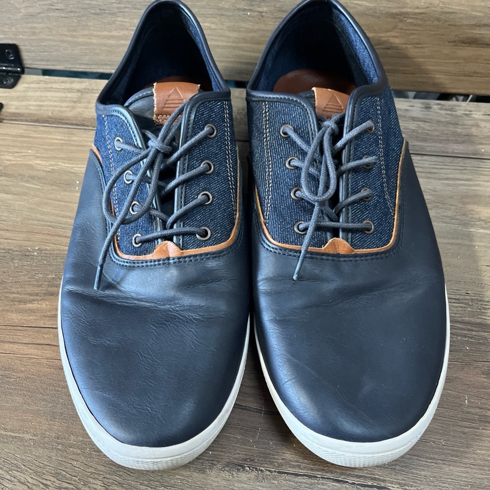 Aldo Men's Two Tone Lace Up Leather Denim Casual Dress Sneaker Shoes Size 10.5